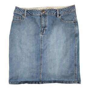 Ruff Hewn Womens Size 10 Blue Denim Mini Skirt Casual Stretch Kick Pleat